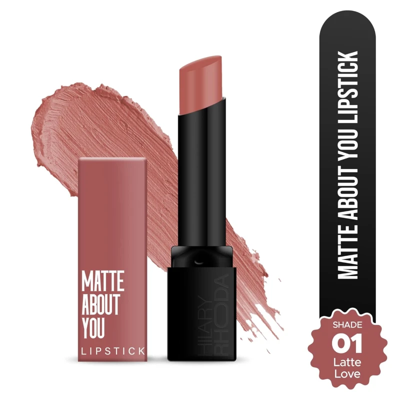 Hilary Rhoda Matte About You Lipstick | Long Lasting & Highly Pigmented Lipstick | Glides Smoothly | Matte Finish | One Stroke Application | Cruelty-Free & Vegan - 3g (Latte Love - Shade 01) thumbnail 2